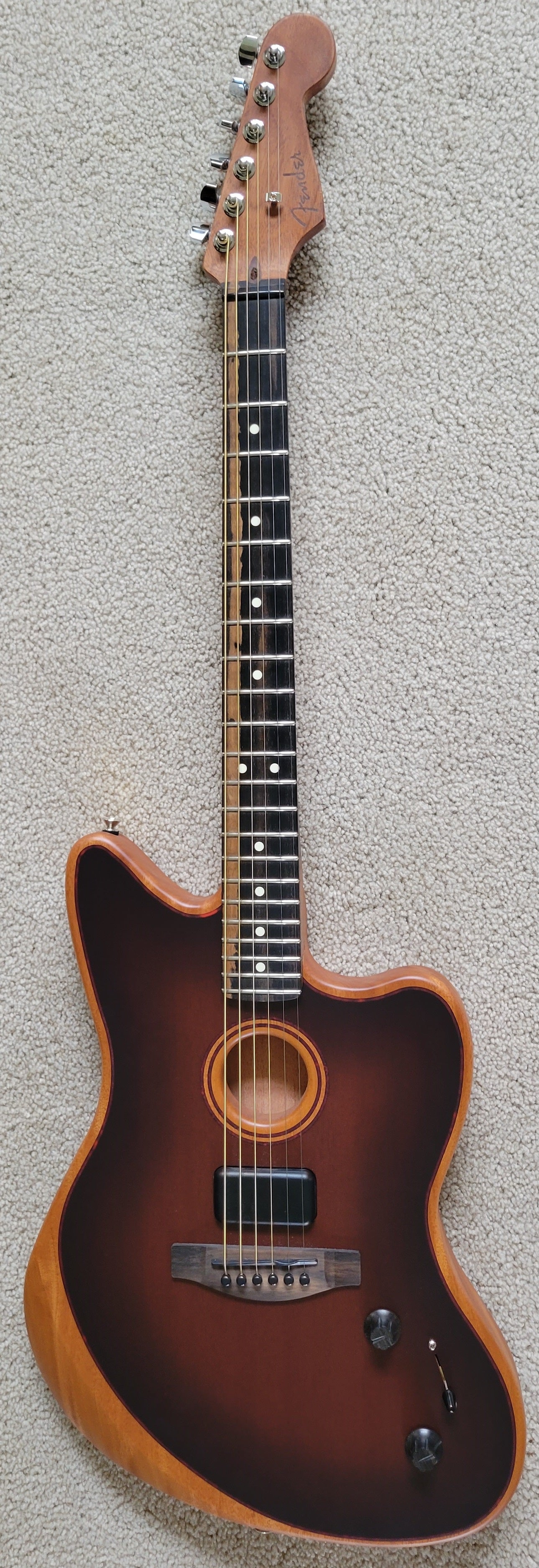 Fender American Acoustasonic Jazzmaster All Mahogany, Bourbon Burst, New Fender Gig Bag
