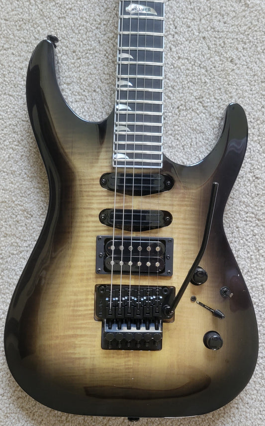 Kramer SM-1 Figured Electric Guitar, Black Denim Perimeter, New TKL Gig Bag