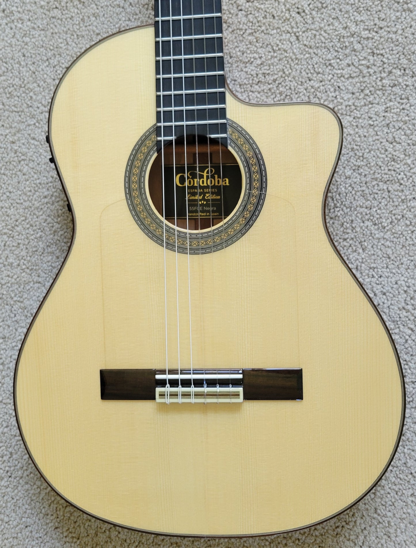 Cordoba 55FCE Negra Ziricote Spanish Classical Acoustic Electric Guitar, New HumiCase