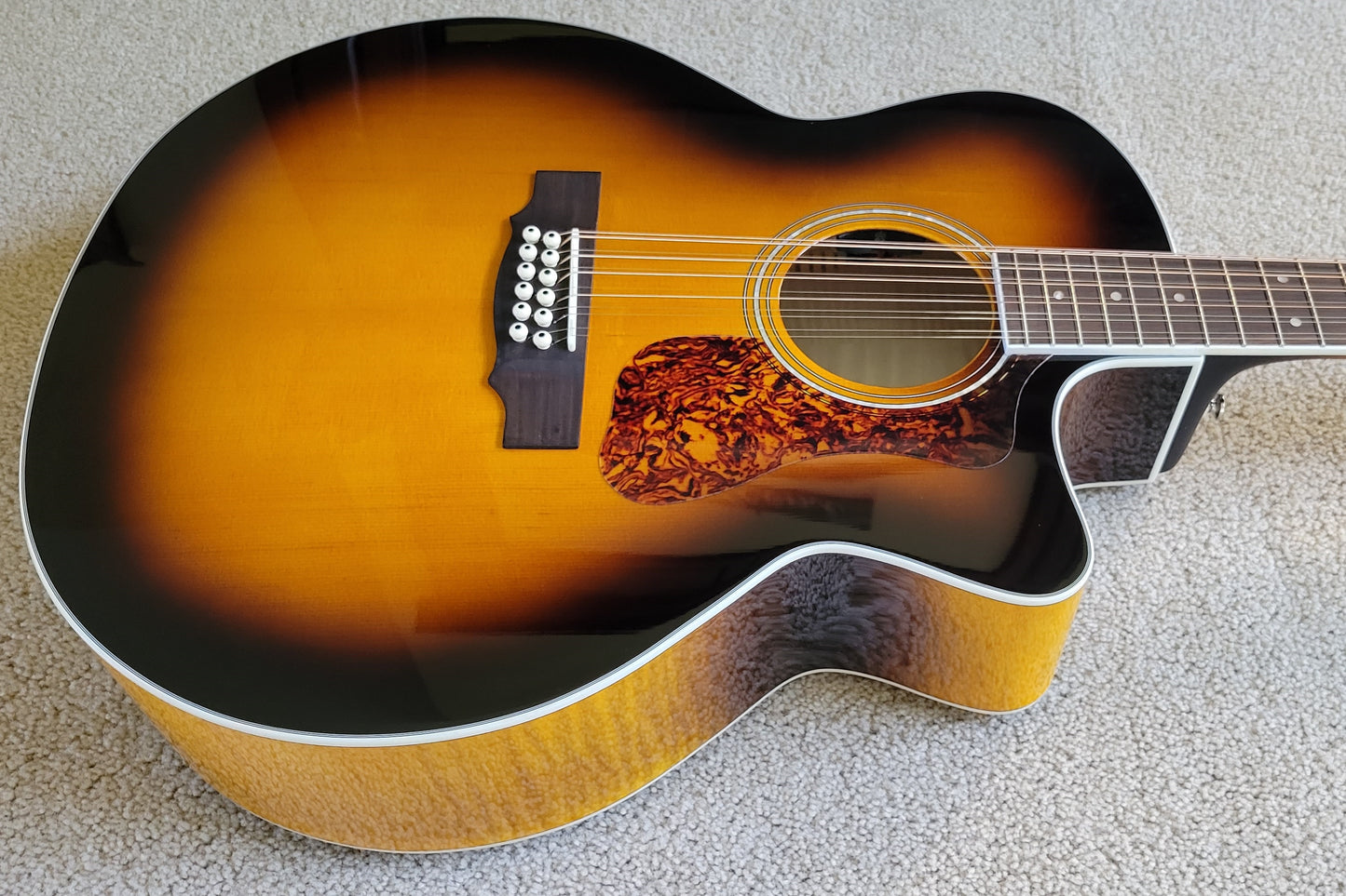 Guild F-2512CE Deluxe 12 String Acoustic Electric Guitar, Antique Burst Finish