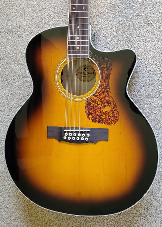 Guild F-2512CE Deluxe 12 String Acoustic Electric Guitar, Antique Burst Finish