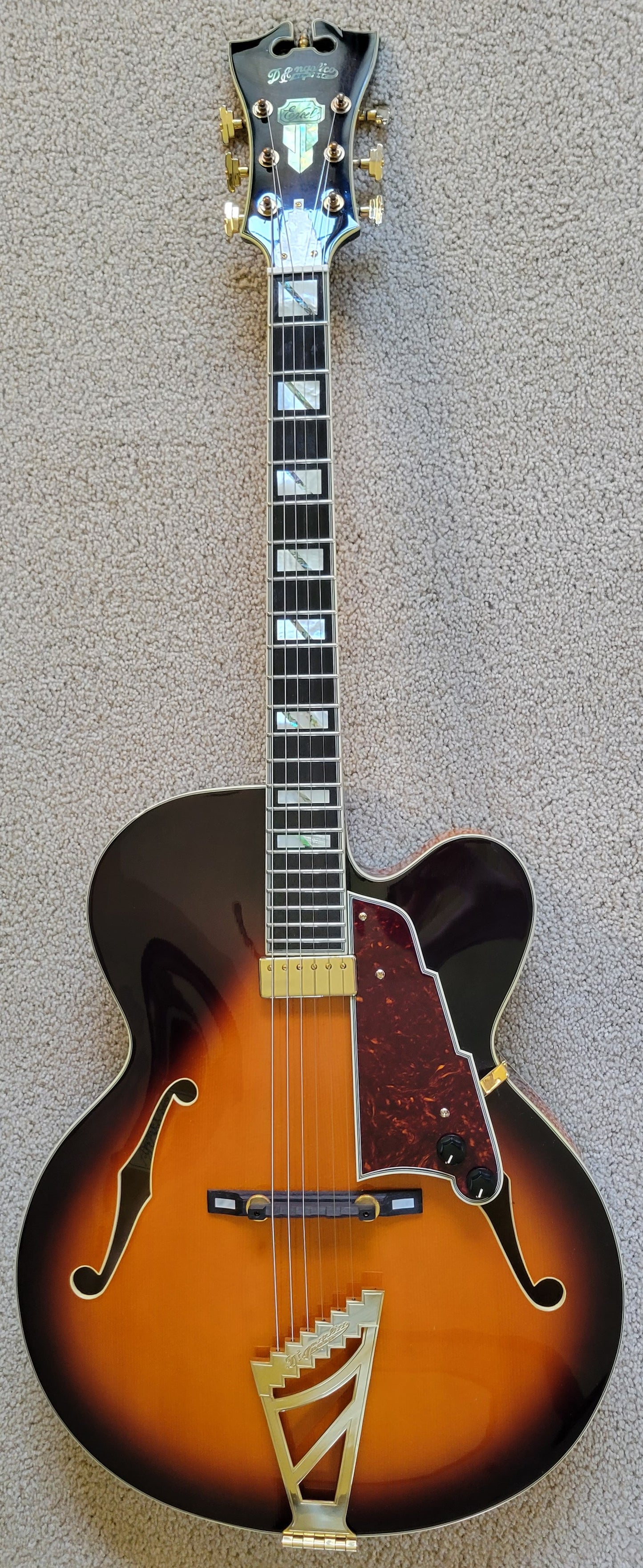D'Angelico Excel EXL-1 Single Cutaway Hollowbody Electric Guitar, Vintage Sunburst