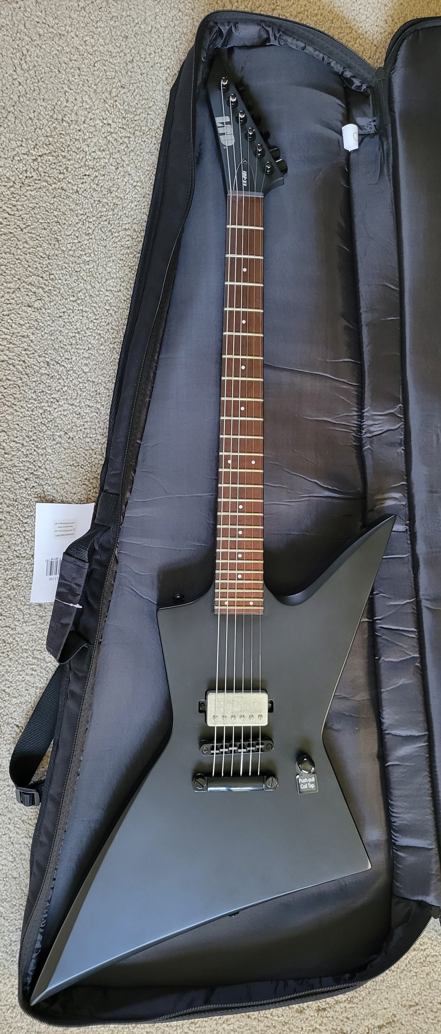 ESP LTD EX-201 Electric Guitar, Black Satin, New Jackson Gig Bag