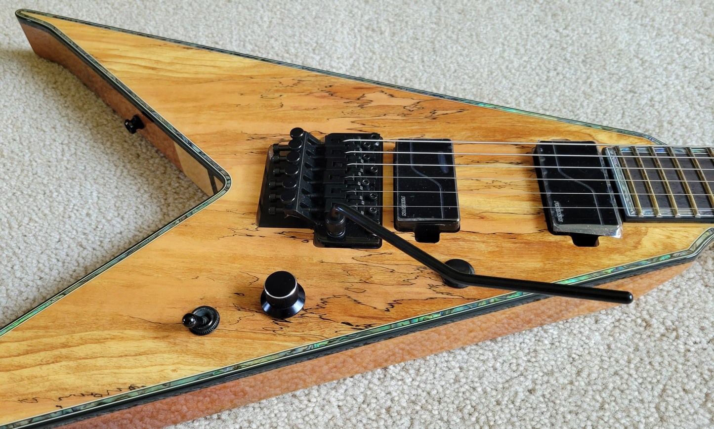 B.C. Rich JR-V Extreme Exotic Electric Guitar, Floyd Rose, Spalted Maple, NOS Hard Shell Case