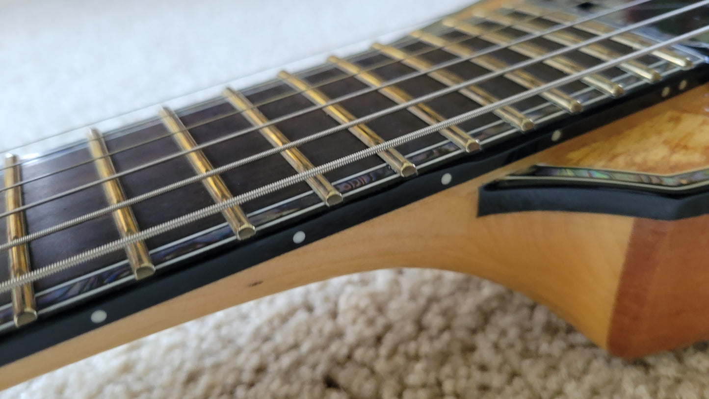 B.C. Rich JR-V Extreme Exotic Electric Guitar, Floyd Rose, Spalted Maple, NOS Hard Shell Case