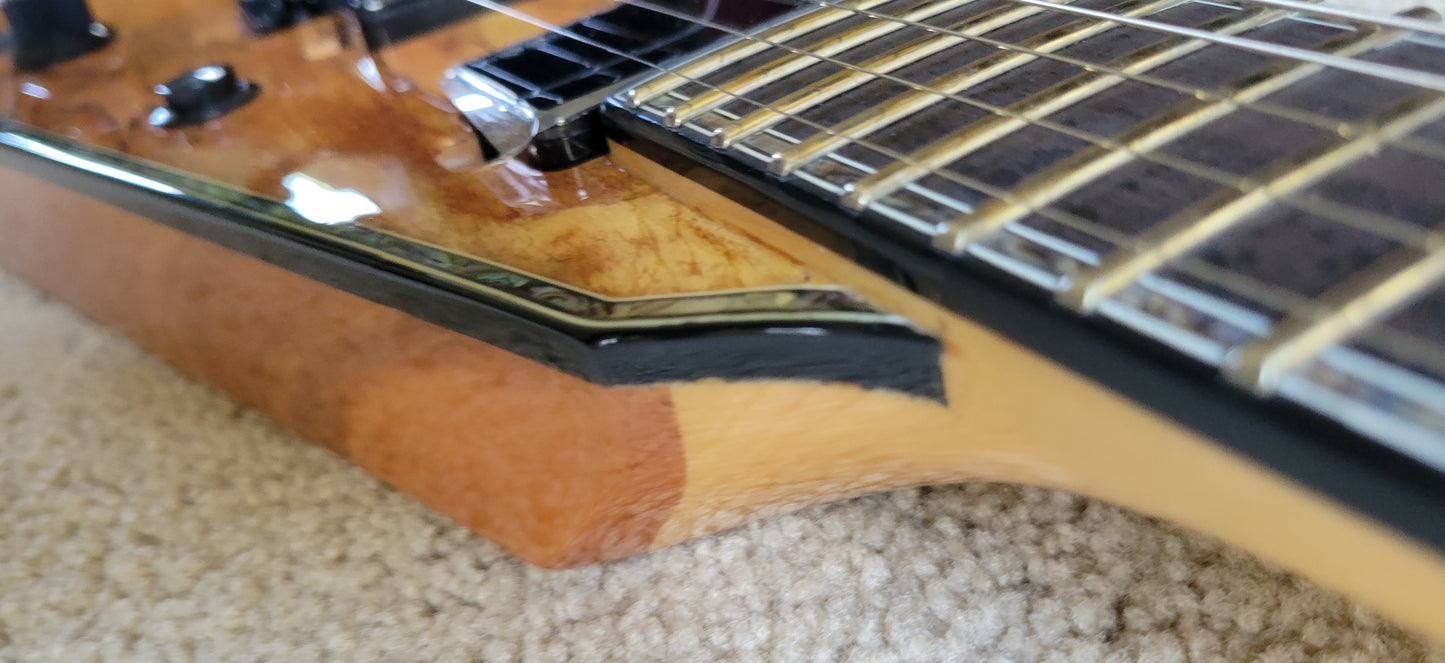 B.C. Rich JR-V Extreme Exotic Electric Guitar, Floyd Rose, Spalted Maple, NOS Hard Shell Case