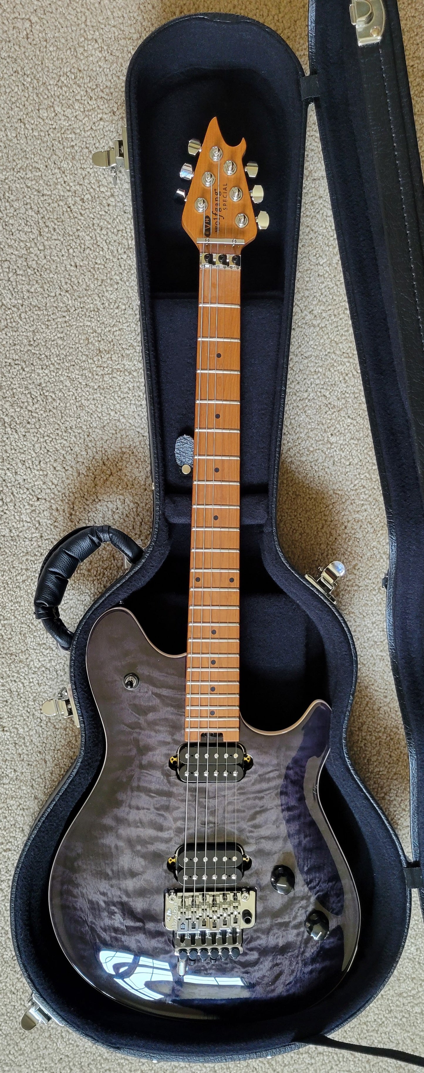 EVH Wolfgang Special QM, Baked Maple Fingerboard, Charcoal Burst, New Hard Shell Case