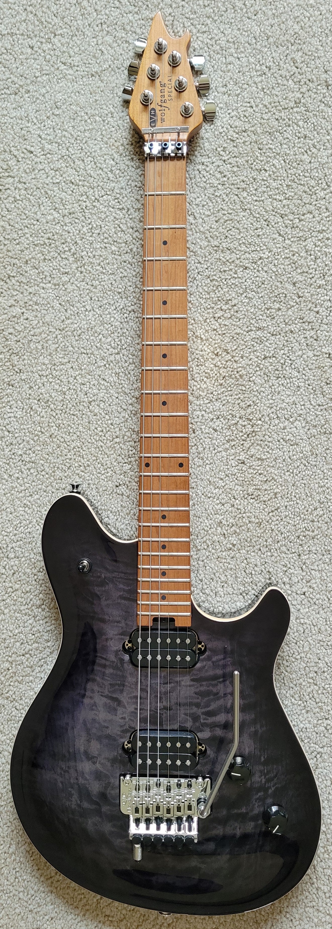 EVH Wolfgang Special QM, Baked Maple Fingerboard, Charcoal Burst, New Hard Shell Case