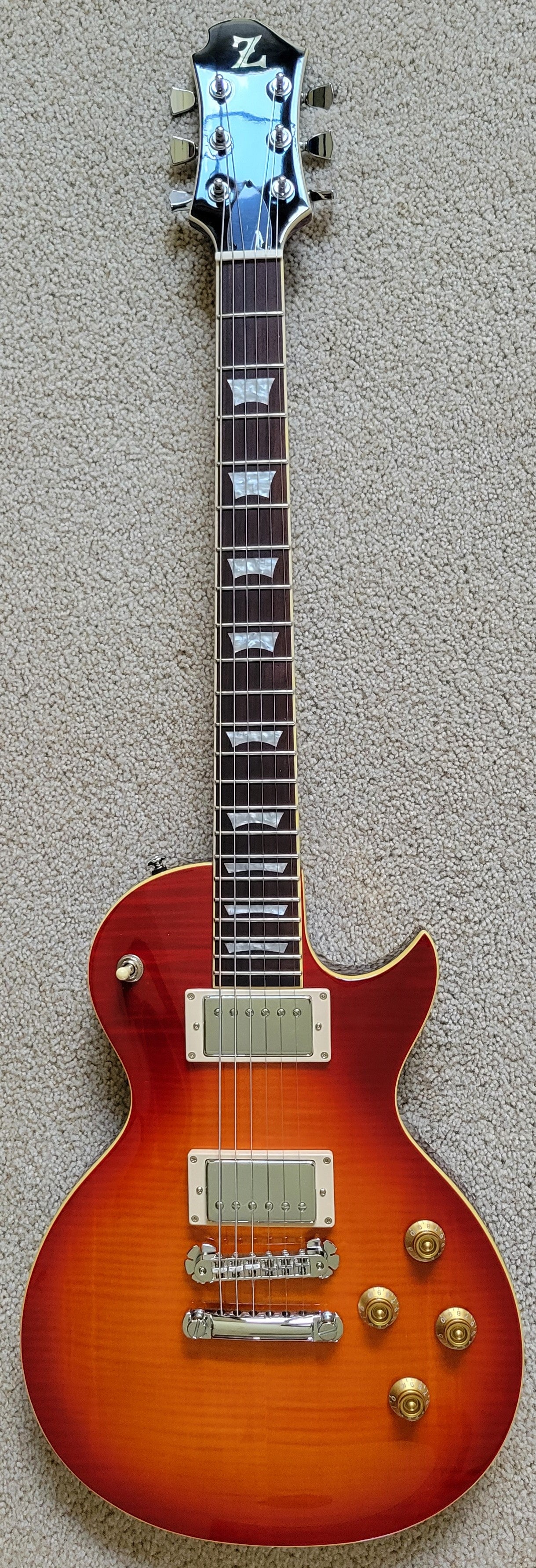 New Zemaitis Z22 Series Z22FF Flame Top Electric Guitar, Vintage Cherry Burst, New Gig Bag
