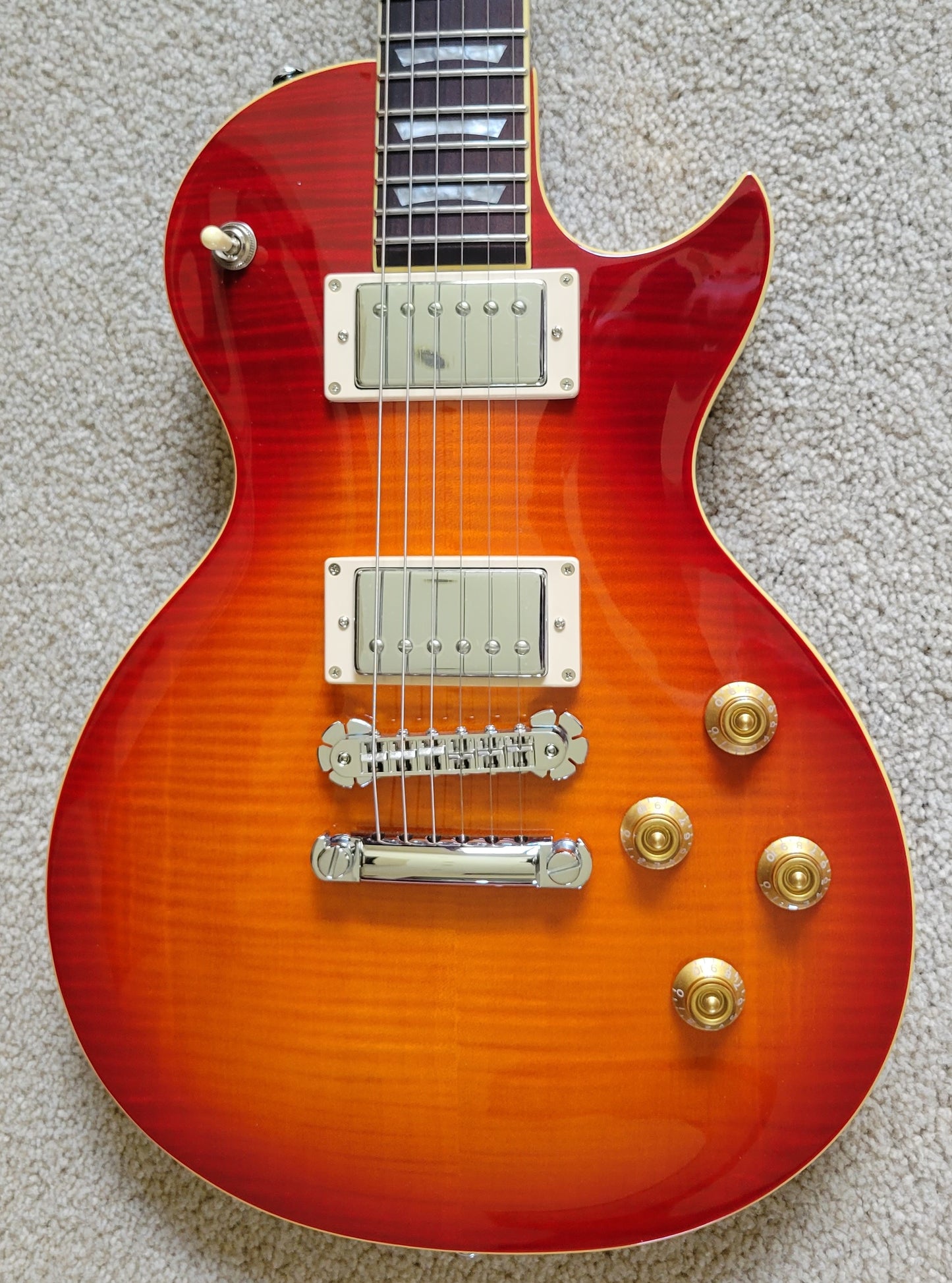 New Zemaitis Z22 Series Z22FF Flame Top Electric Guitar, Vintage Cherry Burst, New Gig Bag