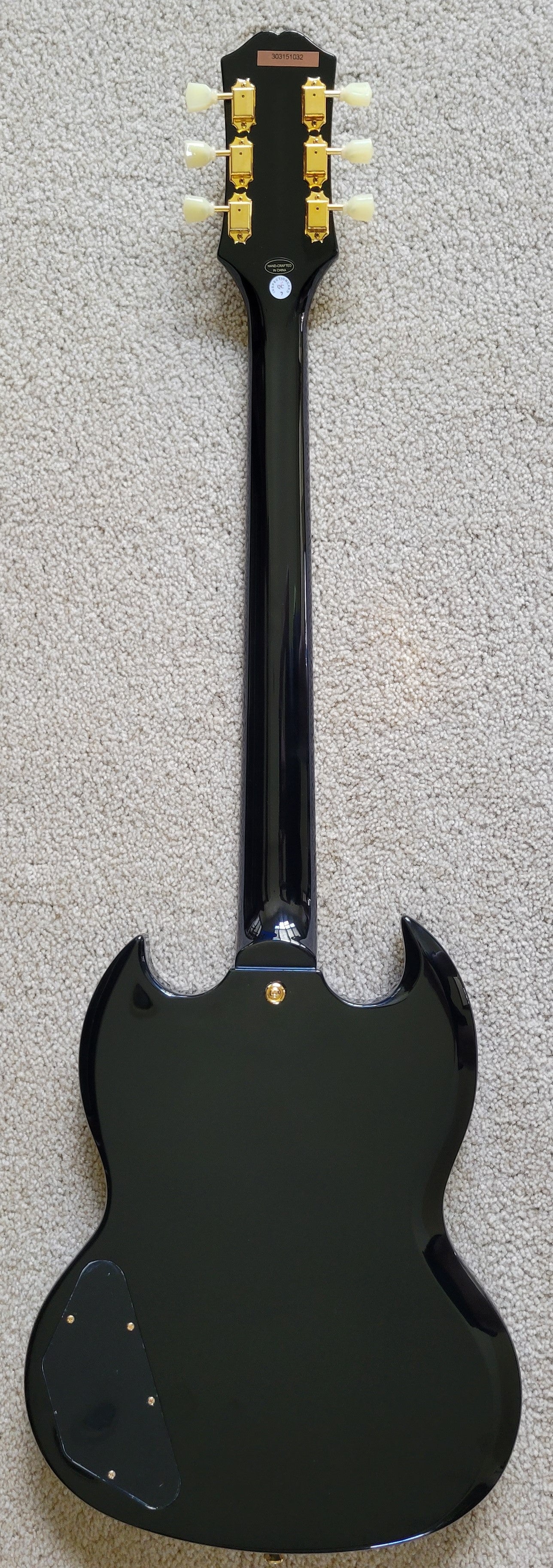 Epiphone SG Custom Electric Guitar, Ebony Gloss Finish, New Gig Bag
