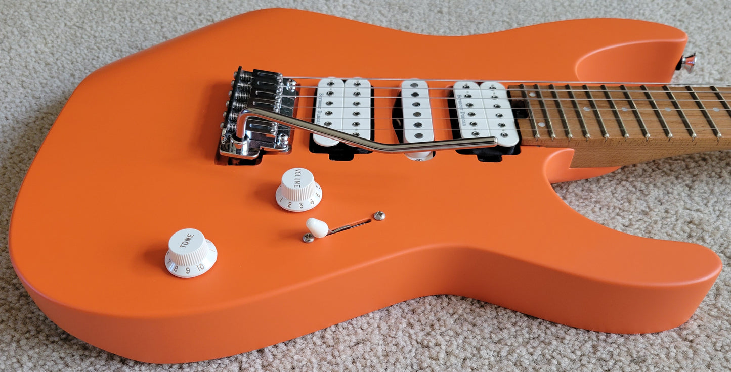 Charvel Pro Mod DK24 HSH 2PT CM Electric Guitar, Satin Orange Crush