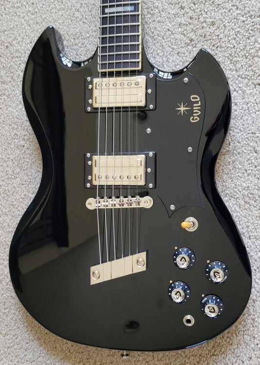 Guild S-100 Polara Electric Guitar, Jet Black Finish, Newark St. Collection