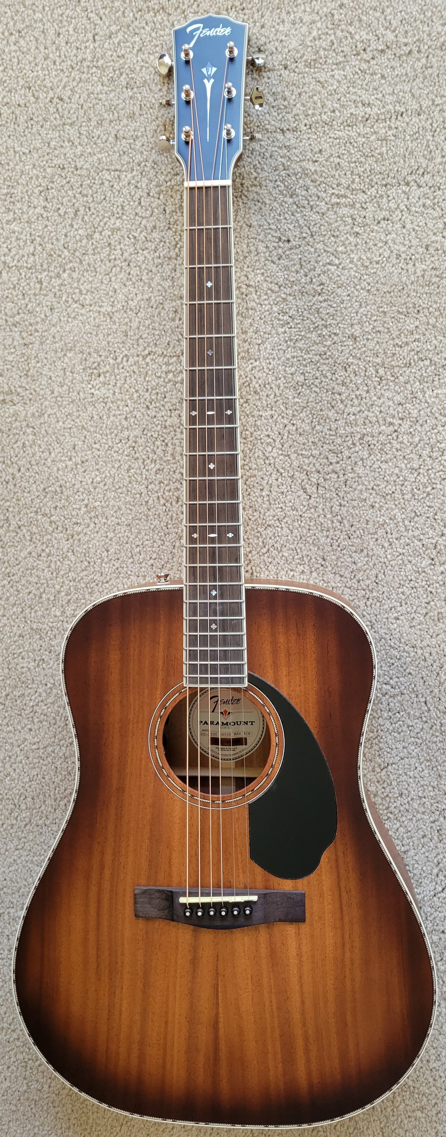 Fender PD-220E Dreadnought Acoustic Electric Guitar, Mahogany Aged Cognac Burst, New Hard Shell Case