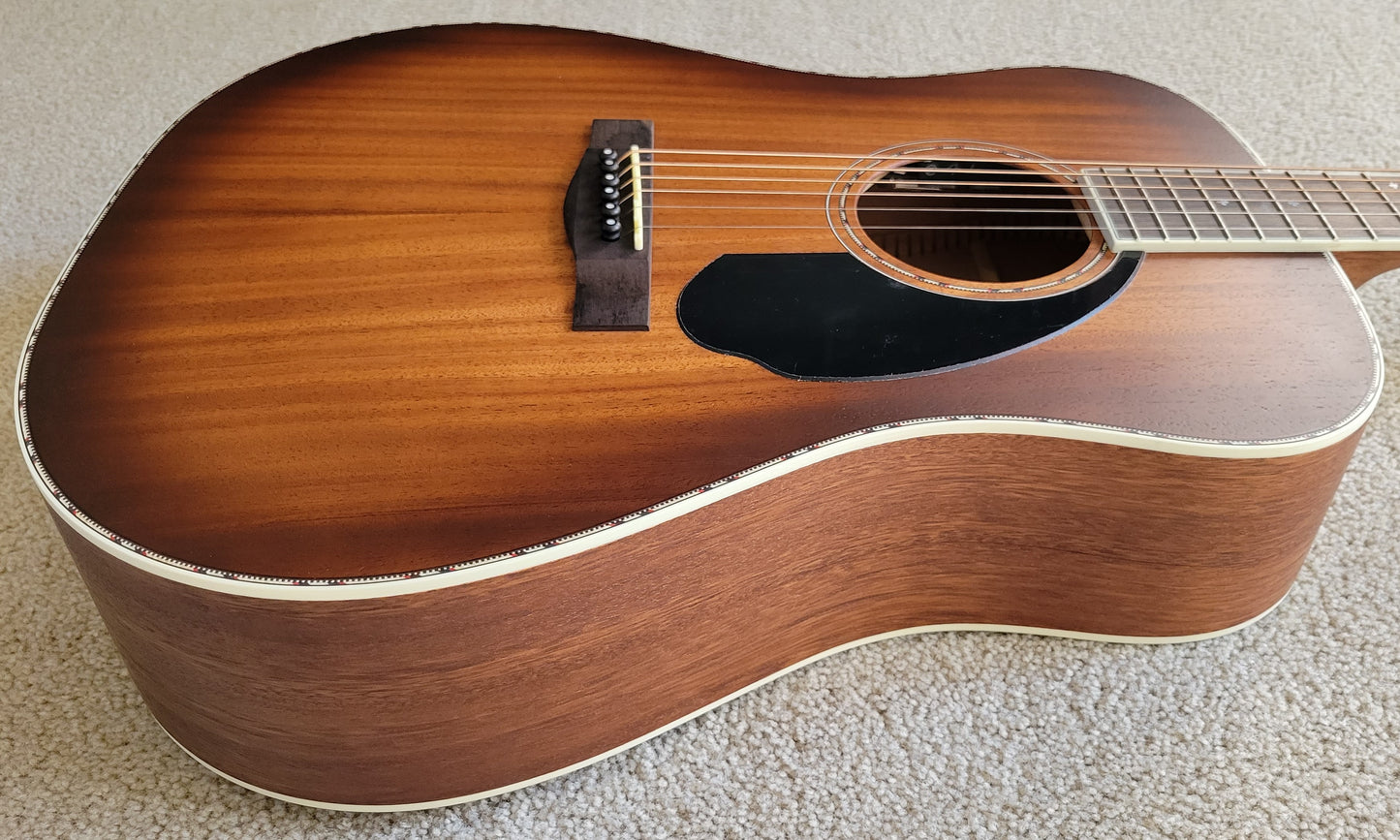 Fender PD-220E Dreadnought Acoustic Electric Guitar, Mahogany Aged Cognac Burst, New Hard Shell Case