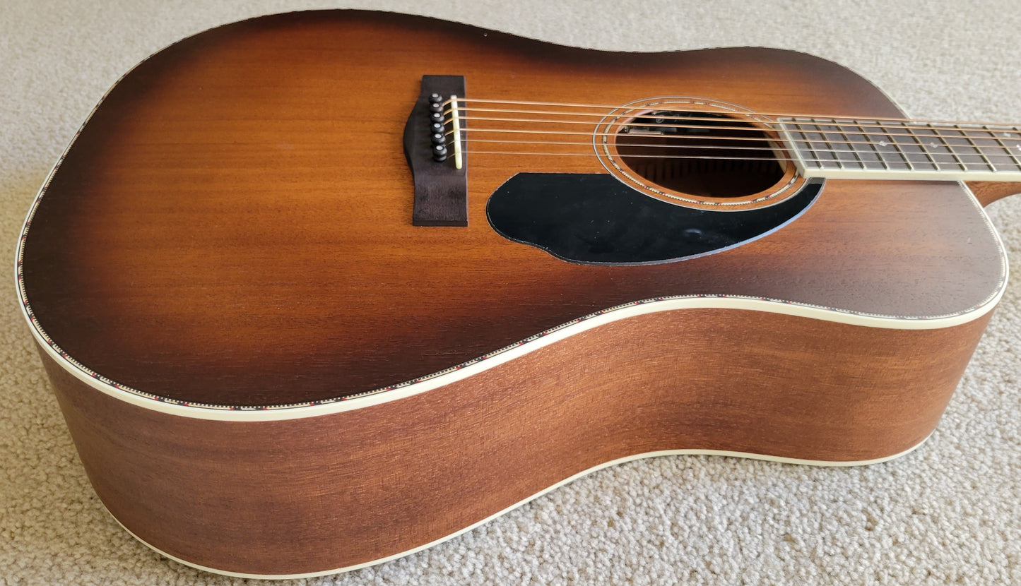 Fender PD-220E Dreadnought Acoustic Electric Guitar, Mahogany Aged Cognac Burst, New Hard Shell Case