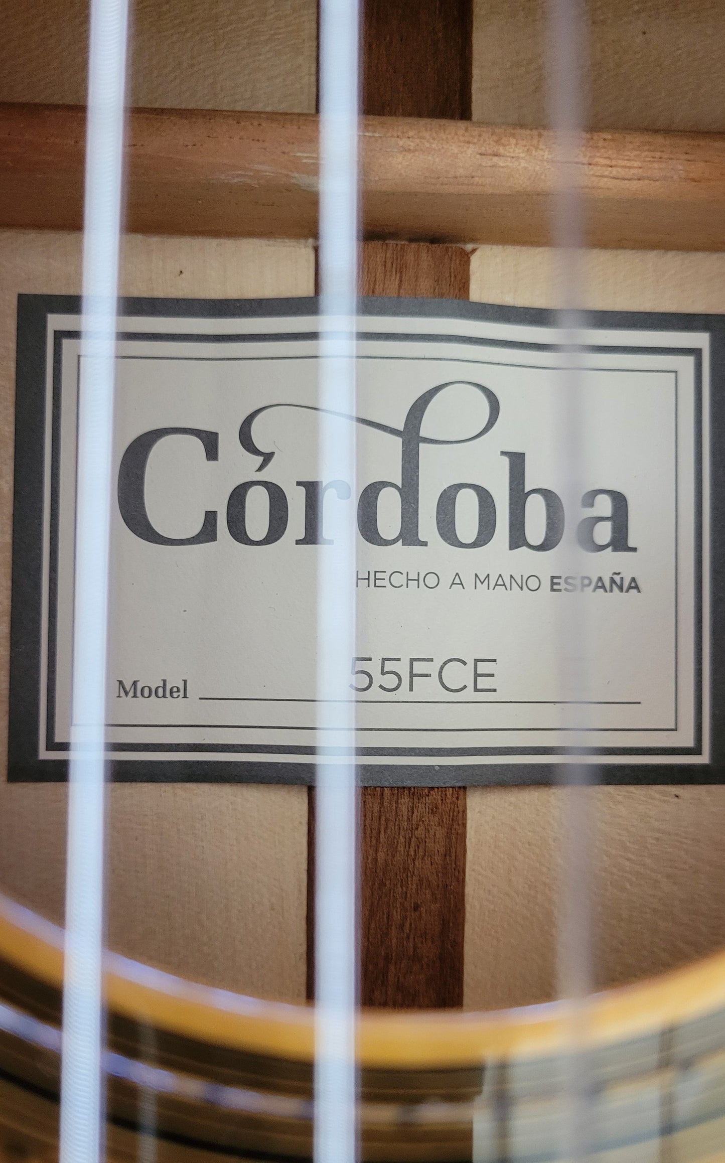 Cordoba 55FCE Spanish Thinbody Gipsy Kings Acoustic Electric Guitar, Honey Amber, HumiCase Hard Shell Case