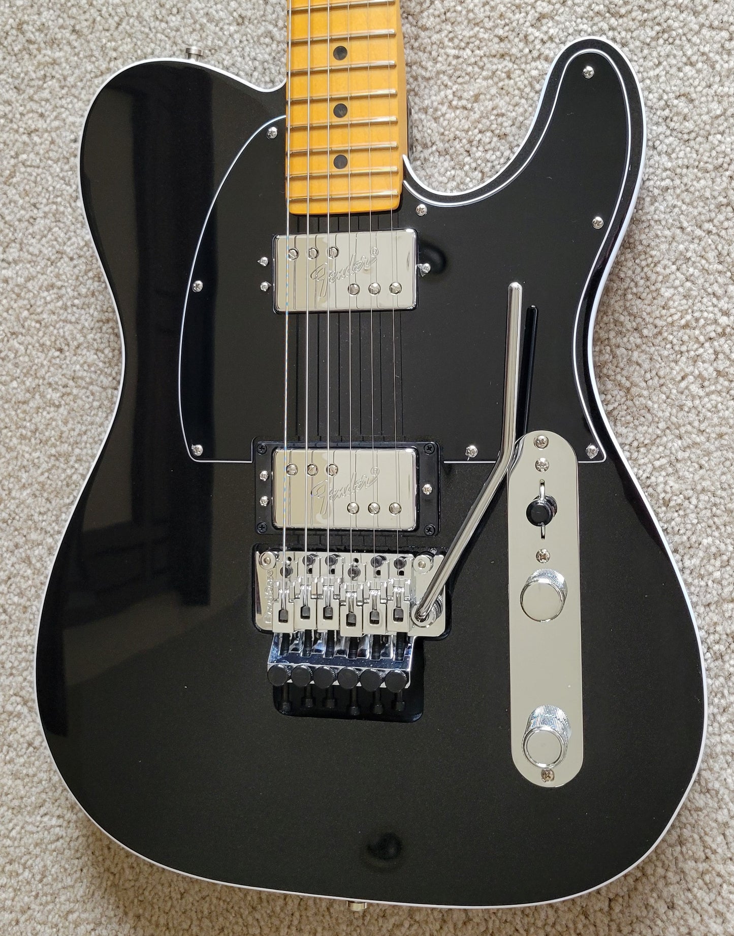 Fender American Ultra Luxe Telecaster Floyd Rose HH Electric Guitar, Deluxe Molded Hard Shell Case