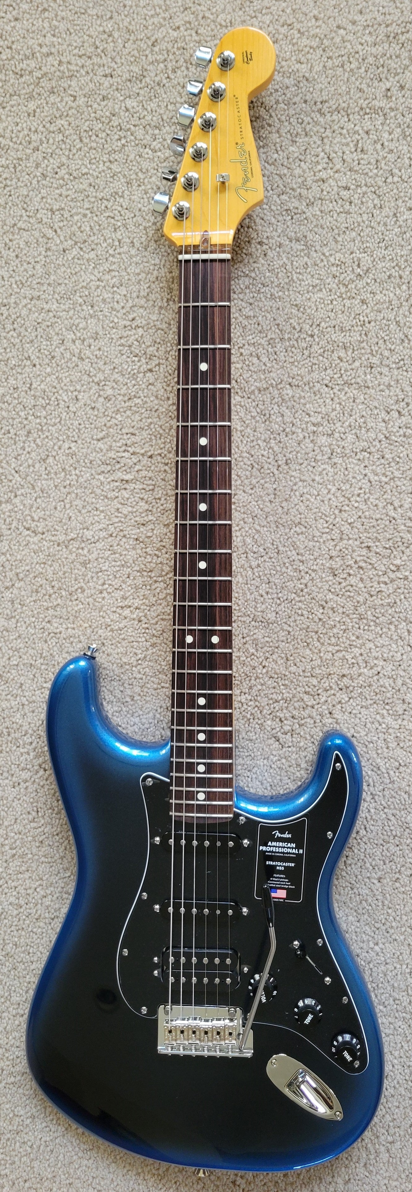 Fender American Professional II Stratocaster HSS Electric Guitar, Dark Night, Deluxe Molded Hardshell Case