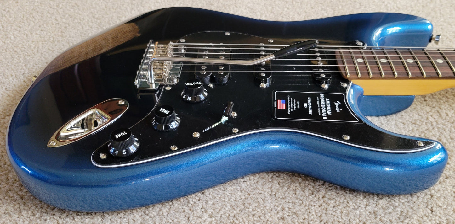 Fender American Professional II Stratocaster HSS Electric Guitar, Dark Night, Deluxe Molded Hardshell Case