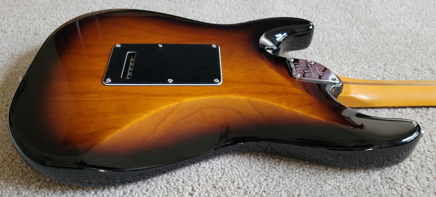 Fender American Ultra Luxe Stratocaster Electric Guitar, 2 Color Sunburst, Premium Molded Hardshell Case
