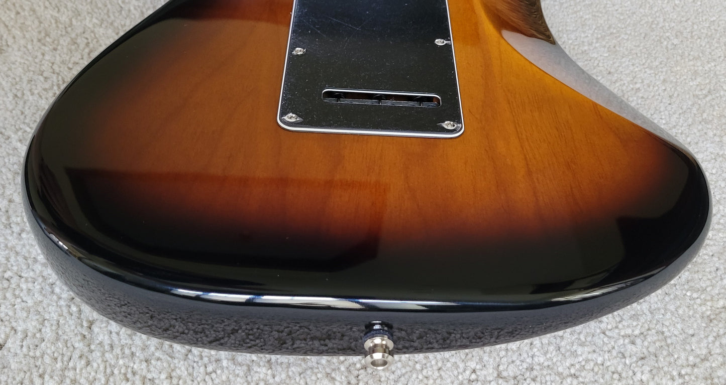 Fender American Ultra Luxe Stratocaster Electric Guitar, 2 Color Sunburst, Premium Molded Hardshell Case