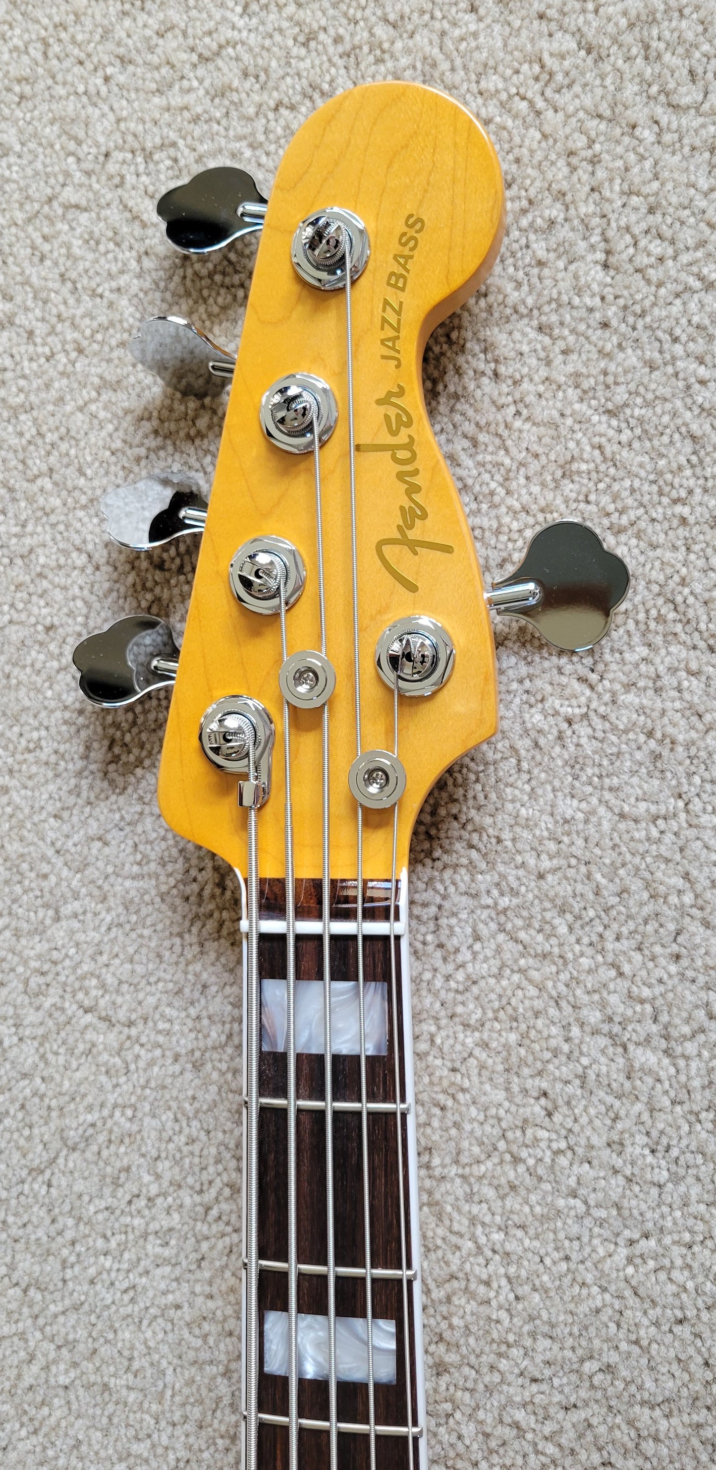 Fender American Ultra Jazz Bass V Guitar, Mocha Burst, Premium Molded Case