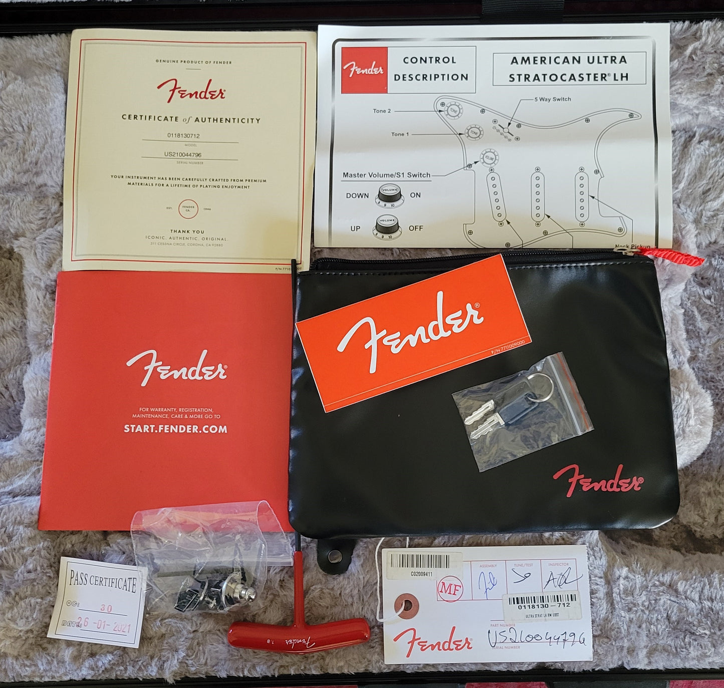 Fender American Ultra Stratocaster Left Handed Electric Guitar, Ultraburst, Premium Hard Shell Case