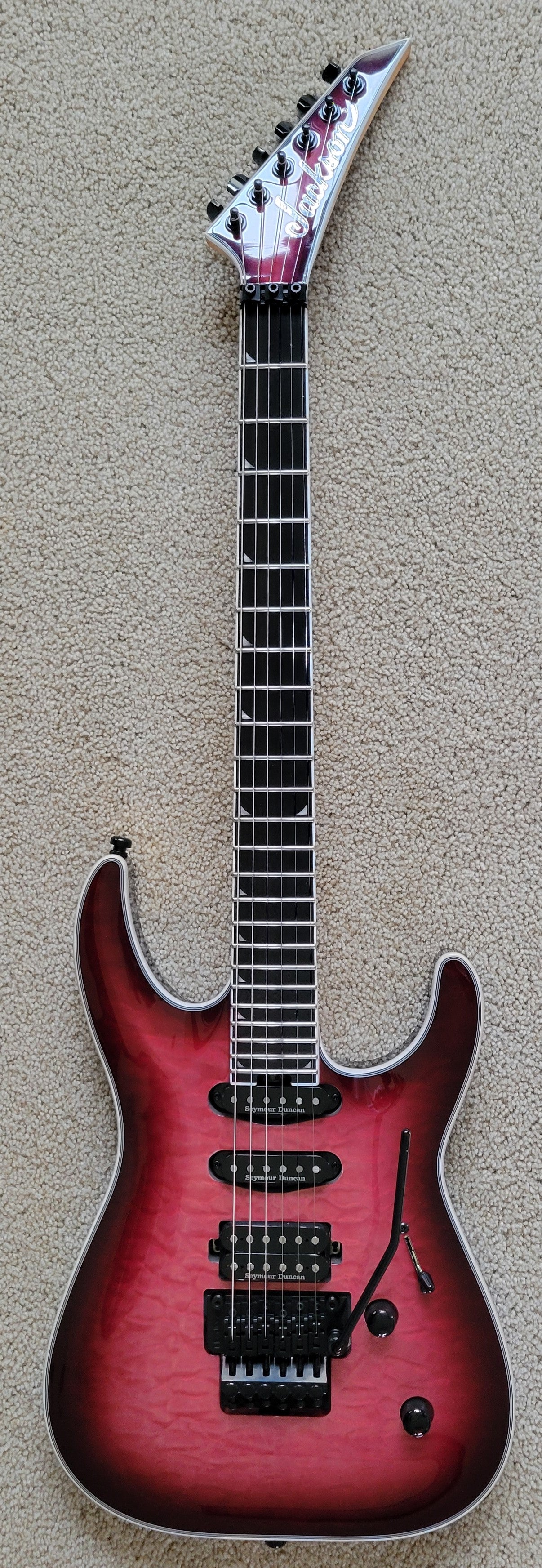 Jackson Pro Plus Series Soloist SLA3Q Electric Guitar, Fuschia Burst, New Gig Bag
