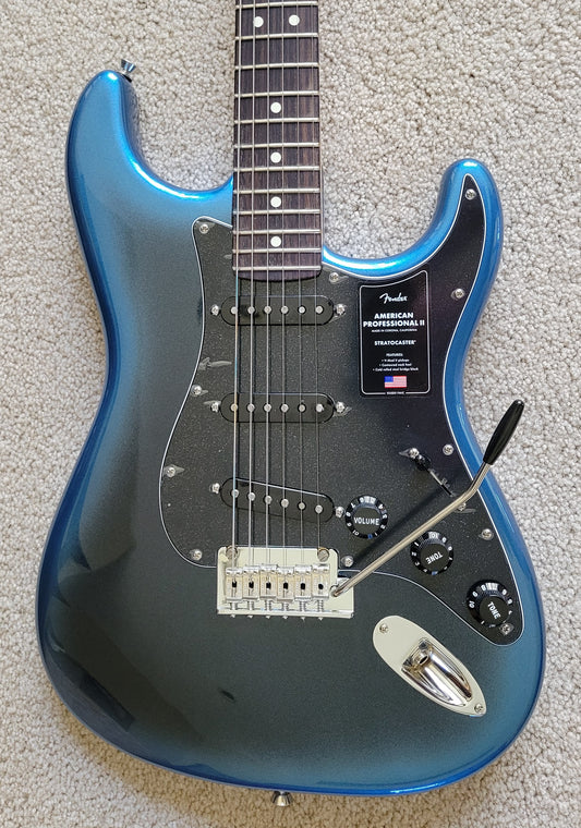 Fender American Professional II Stratocaster Electric Guitar, Dark Night, Deluxe Molded Hardshell Case