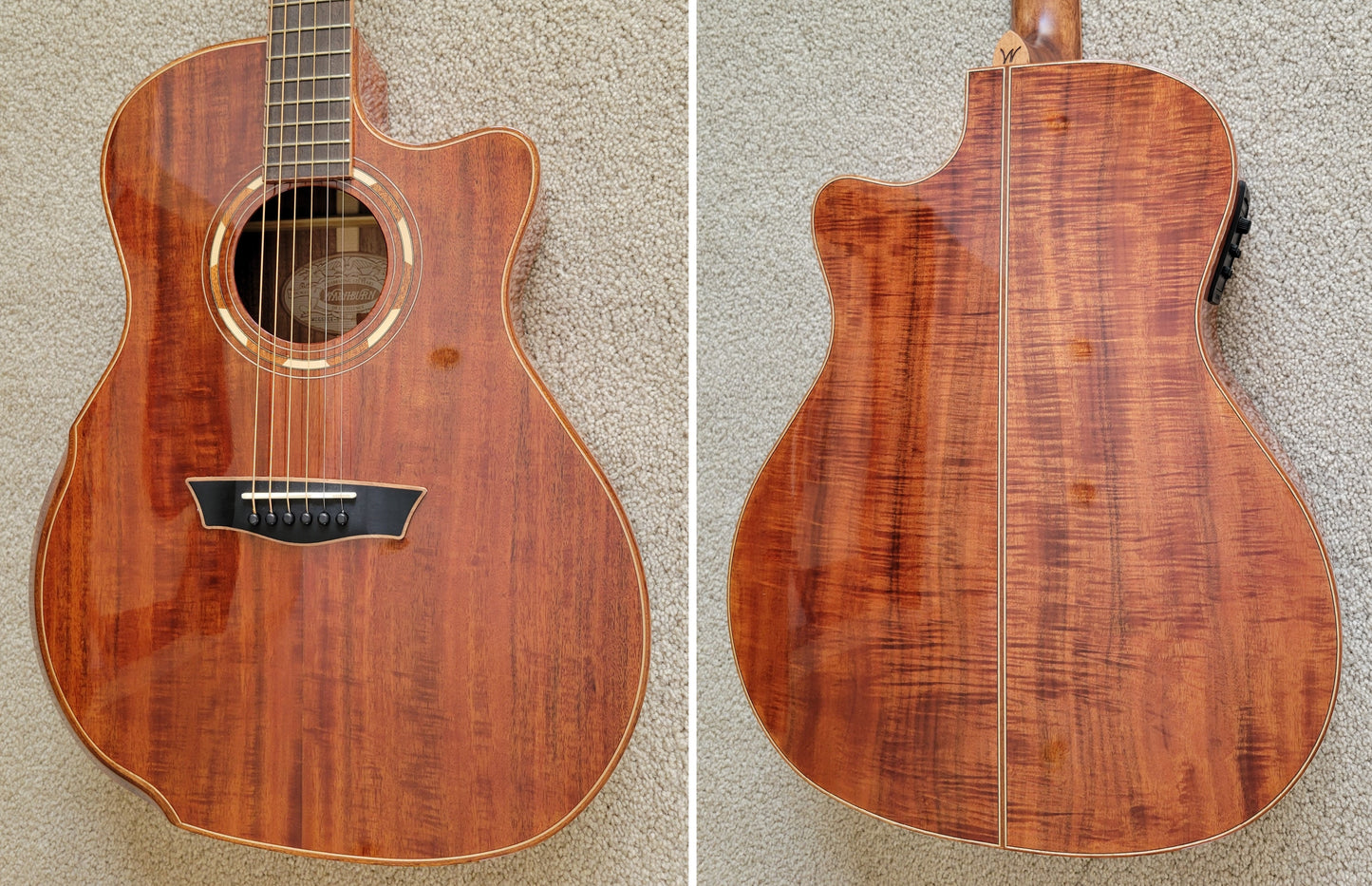 Washburn Comfort G55CE Koa Acoustic Electric Guitar, Natural Finish, Hard Shell Case
