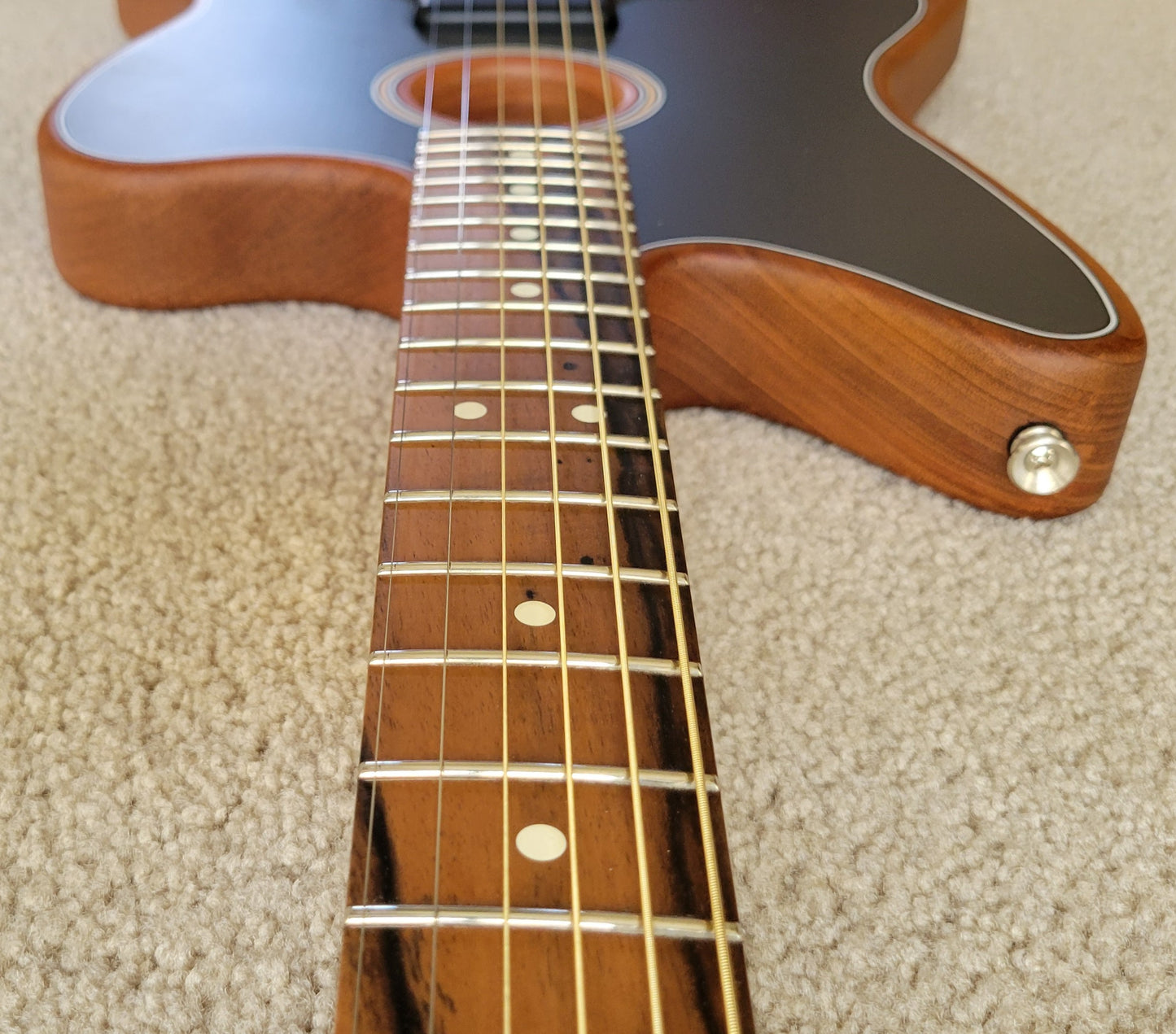 Fender American Acoustasonic Jazzmaster Electric Guitar, Tungsten, Gig Bag