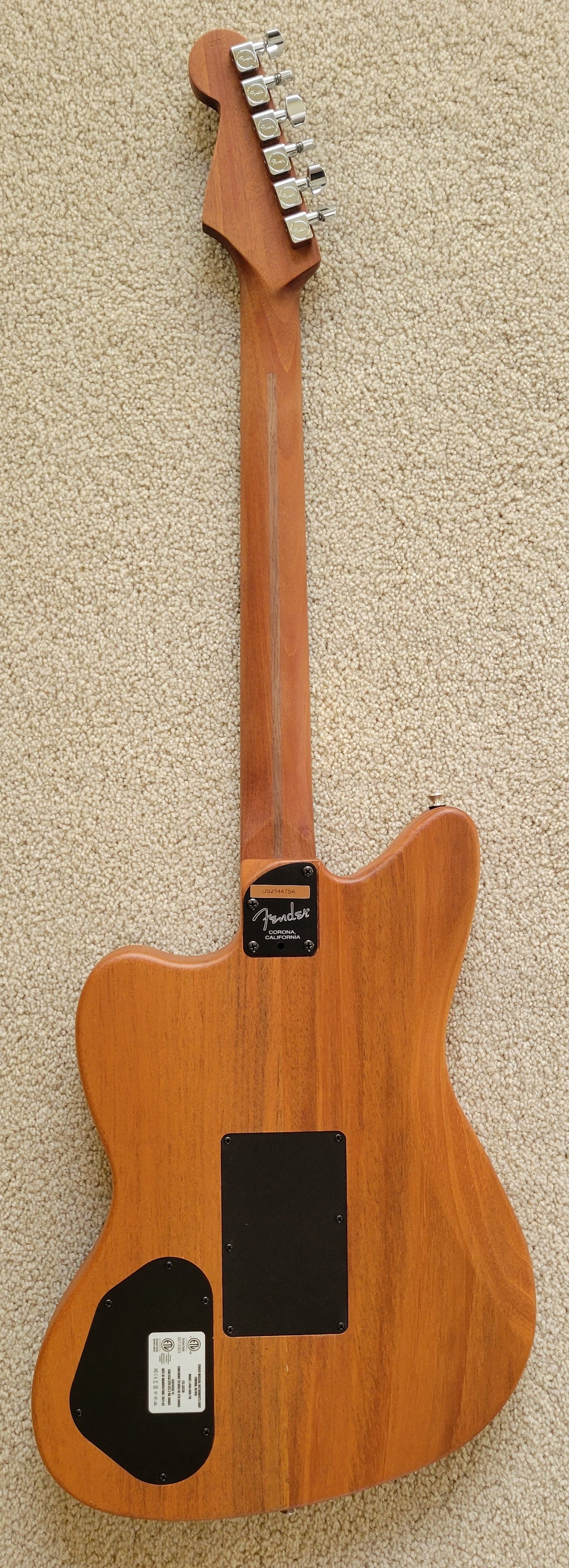 Fender American Acoustasonic Jazzmaster Electric Guitar, Tungsten, Gig Bag