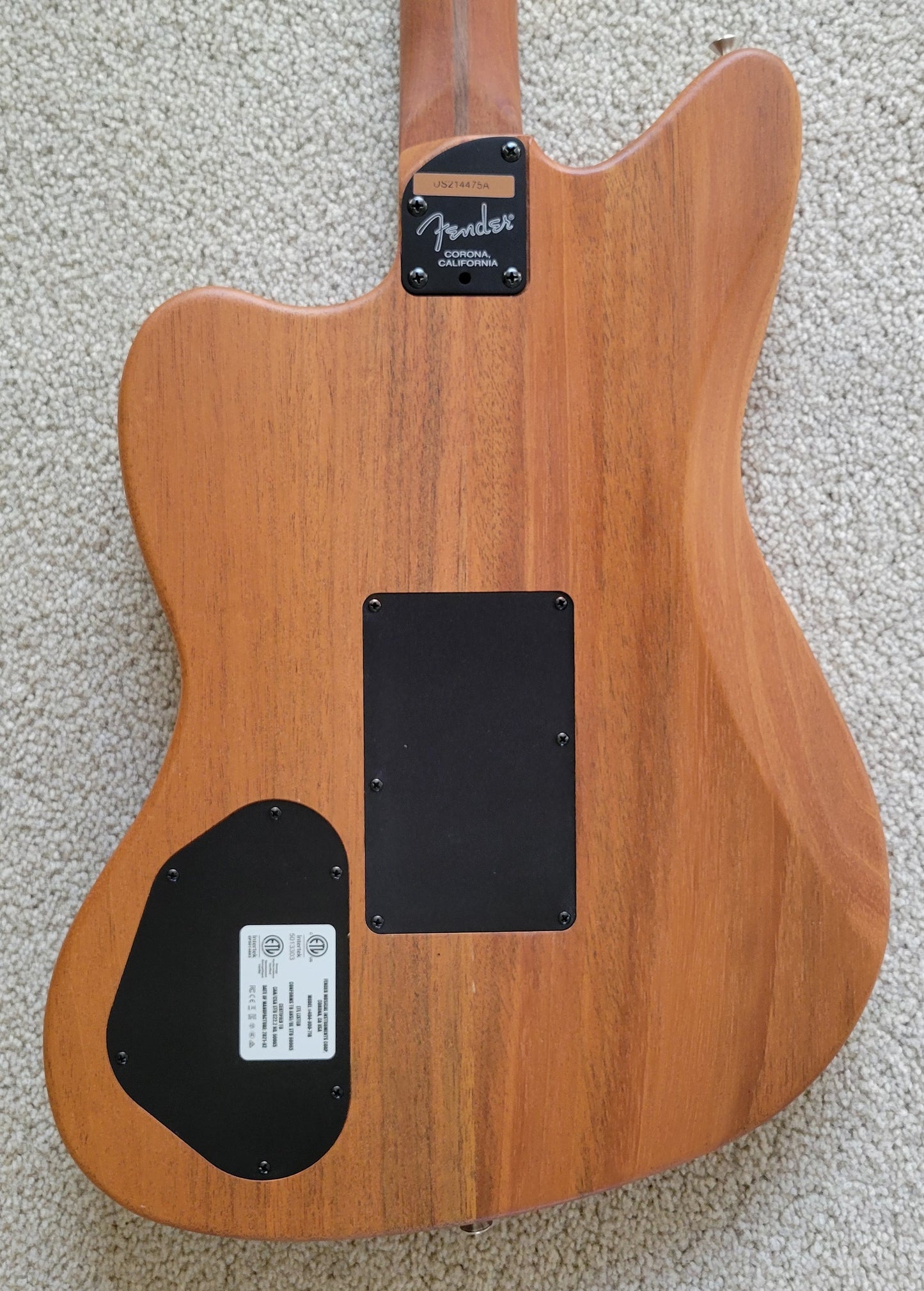 Fender American Acoustasonic Jazzmaster Electric Guitar, Tungsten, Gig Bag