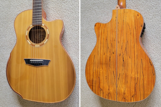 Washburn Comfort G66SCE Spalt Maple Acoustic Electric Guitar, Natural, Hard Shell Case