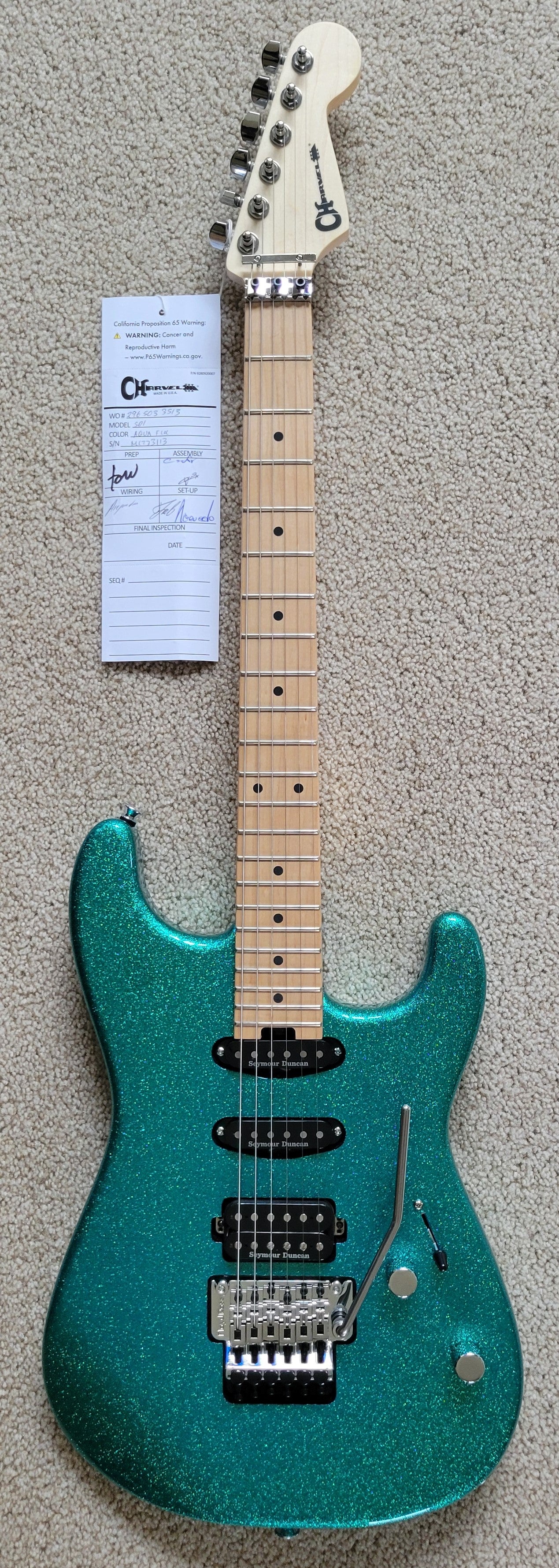 Charvel Pro-Mod San Dimas Style 1 HSS FR M Electric Guitar, Aqua Flake, New Gig Bag
