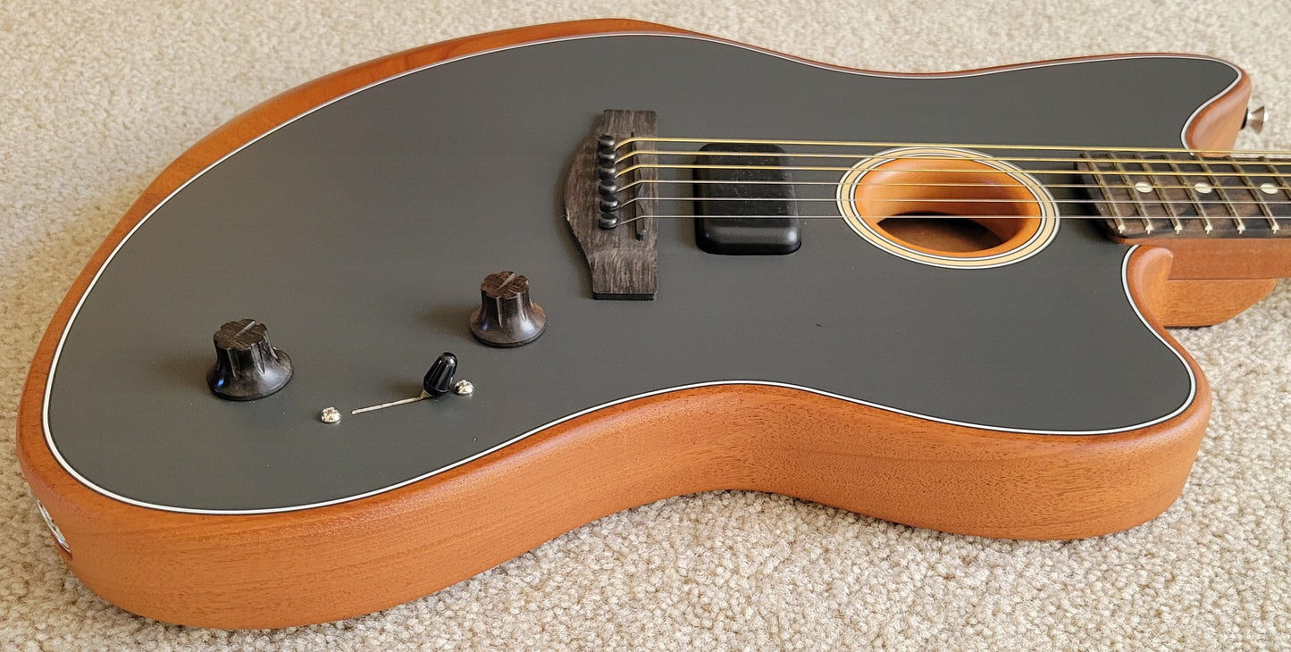 Fender American Acoustasonic Jazzmaster Electric Guitar, Tungsten, Gig Bag