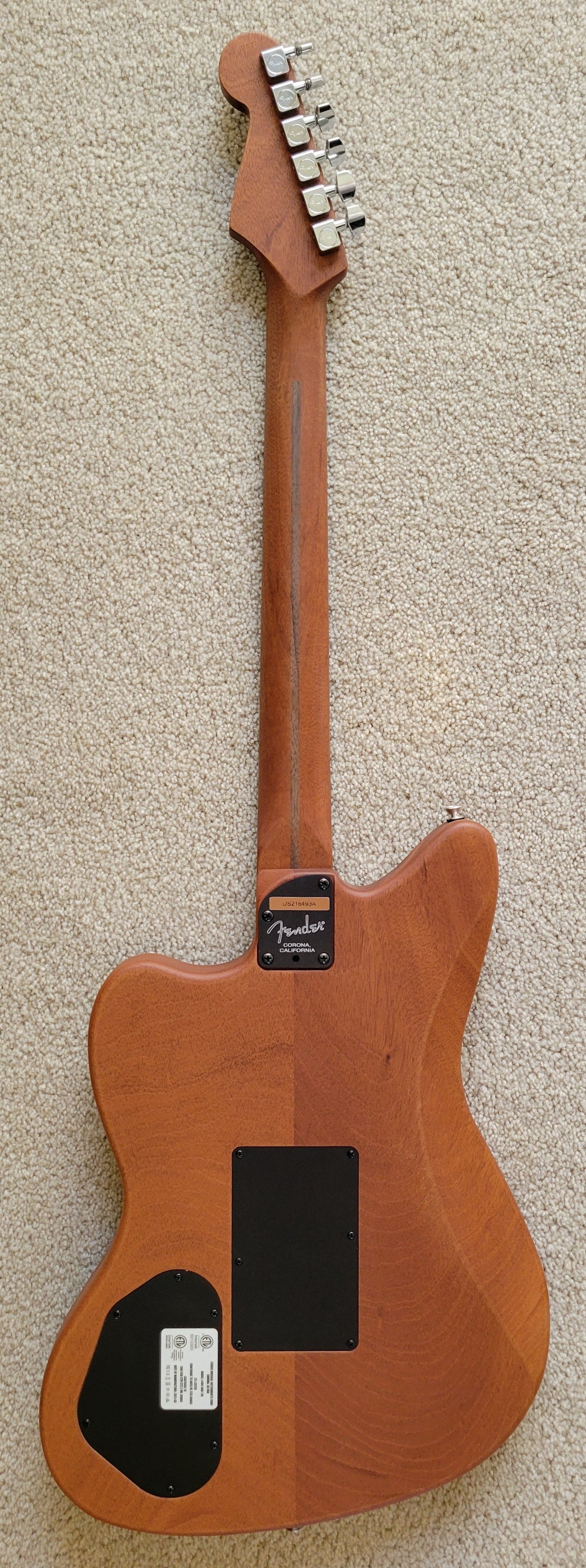 Fender American Acoustasonic Jazzmaster Electric Guitar, Tungsten, Gig Bag