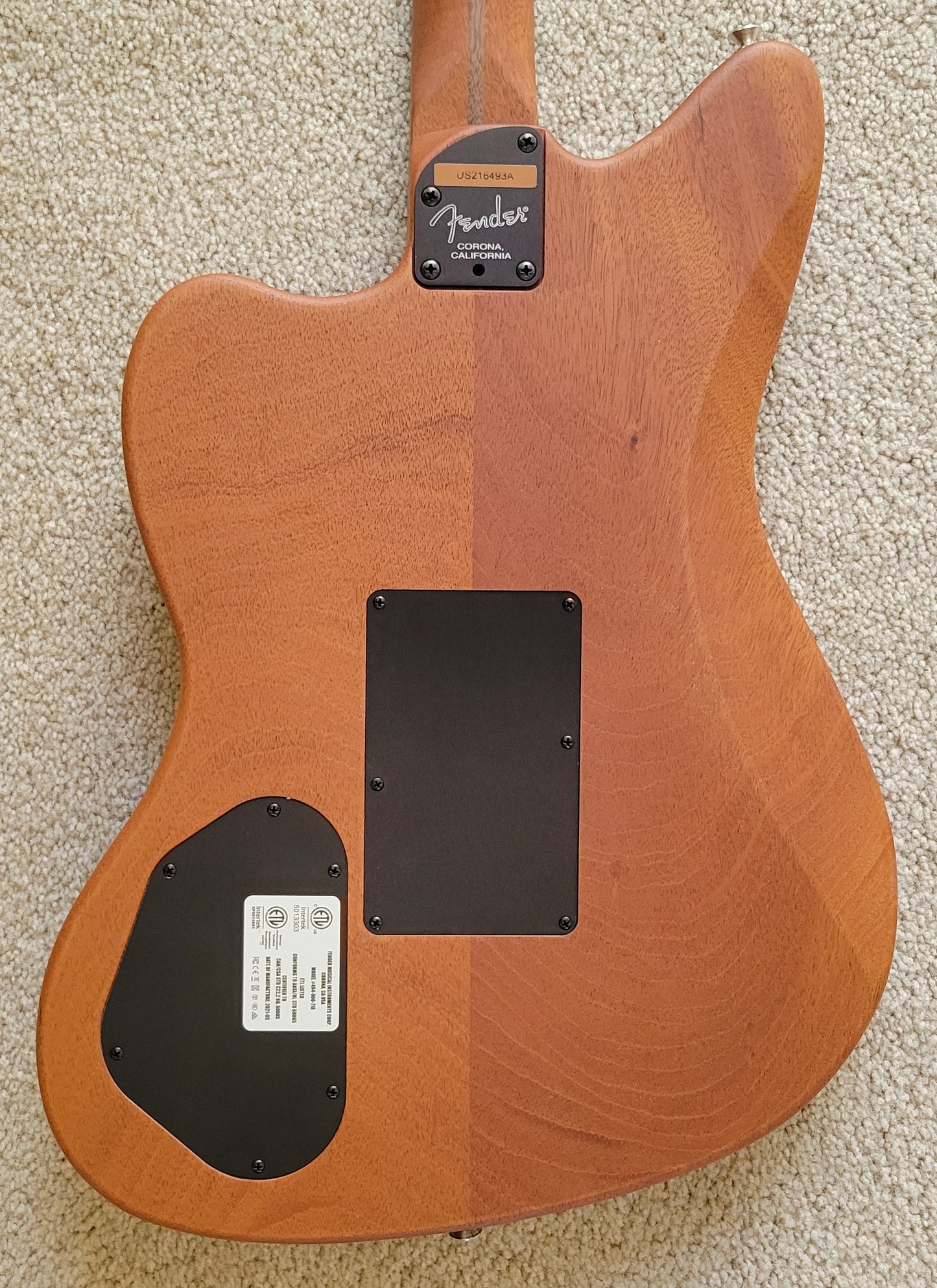 Fender American Acoustasonic Jazzmaster Electric Guitar, Tungsten, Gig Bag