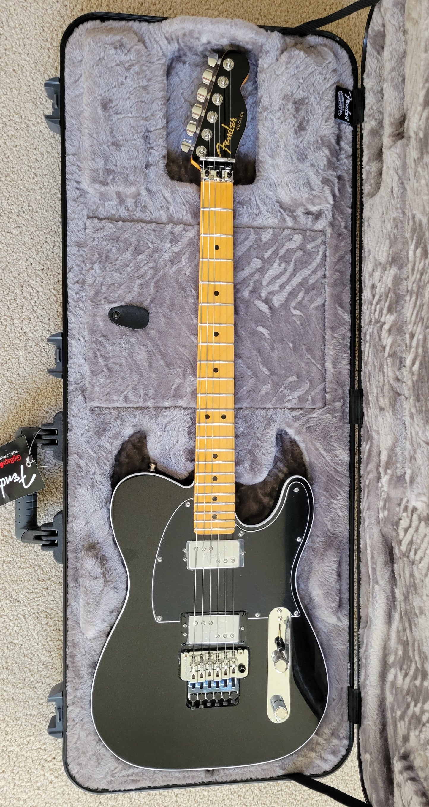 Fender American Ultra Luxe Telecaster Floyd Rose HH Electric Guitar, Deluxe Molded Hard Shell Case