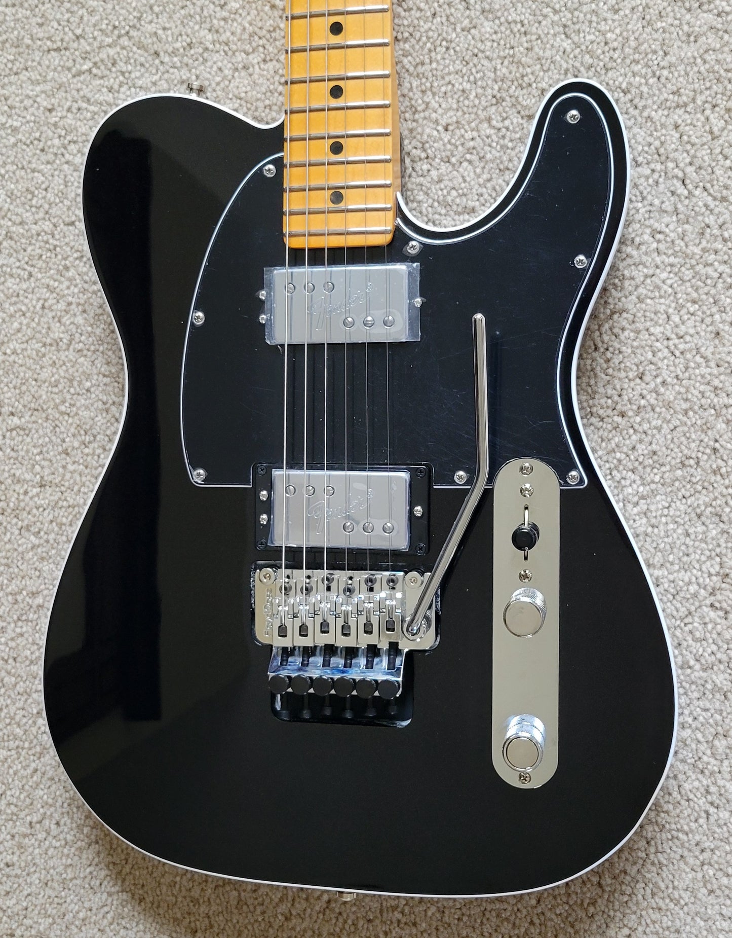 Fender American Ultra Luxe Telecaster Floyd Rose HH Electric Guitar, Deluxe Molded Hard Shell Case