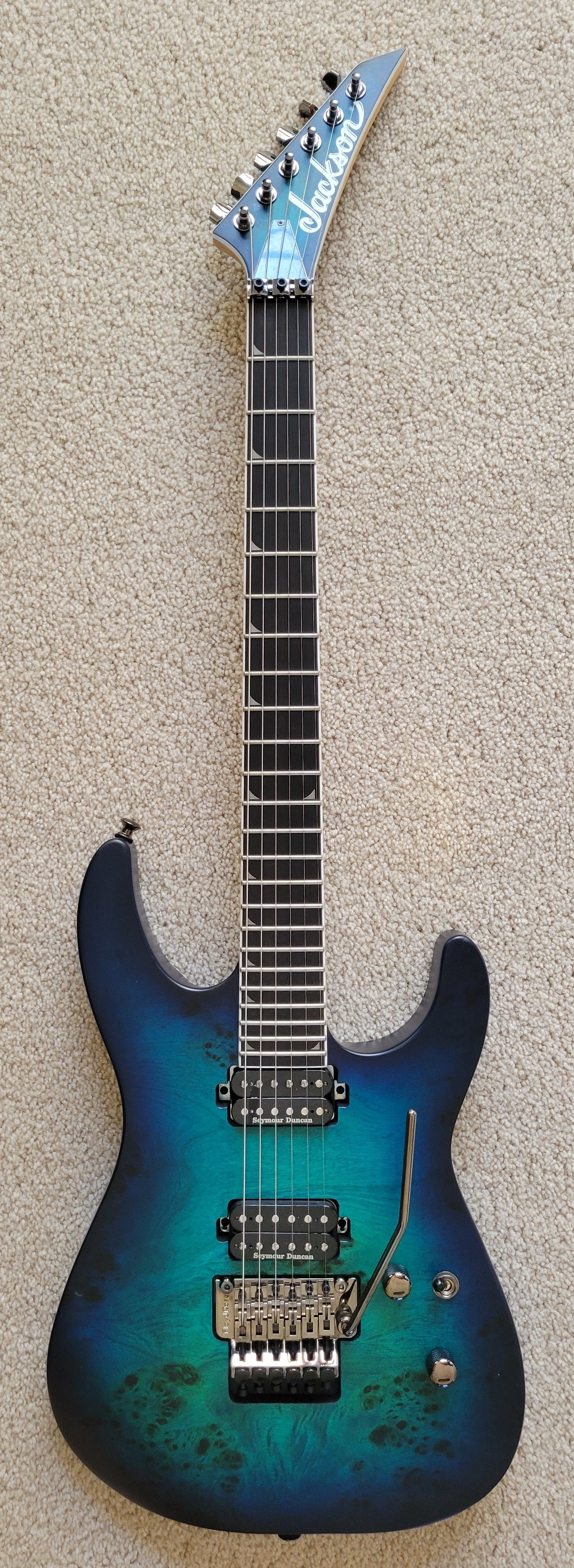 Jackson Pro Series Soloist SL2P MAH Electric Guitar, Poplar Burl Aqua Shock