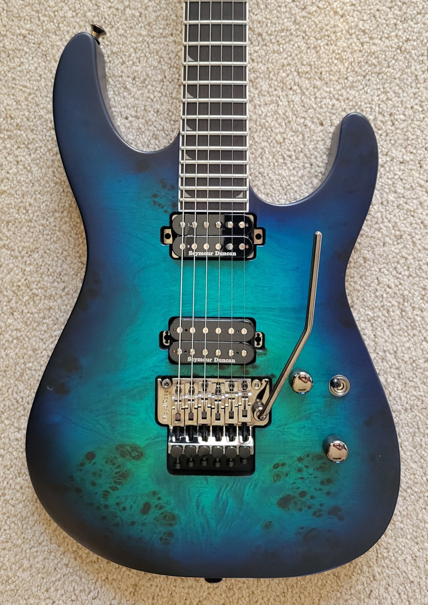 Jackson Pro Series Soloist SL2P MAH Electric Guitar, Poplar Burl Aqua Shock