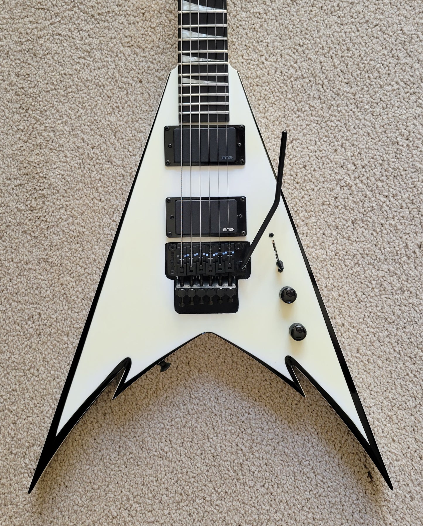 Jackson Phil Demmel Signature Demmelition Pro King V Electric Guitar, White with Black Bevels, New Gig Bag