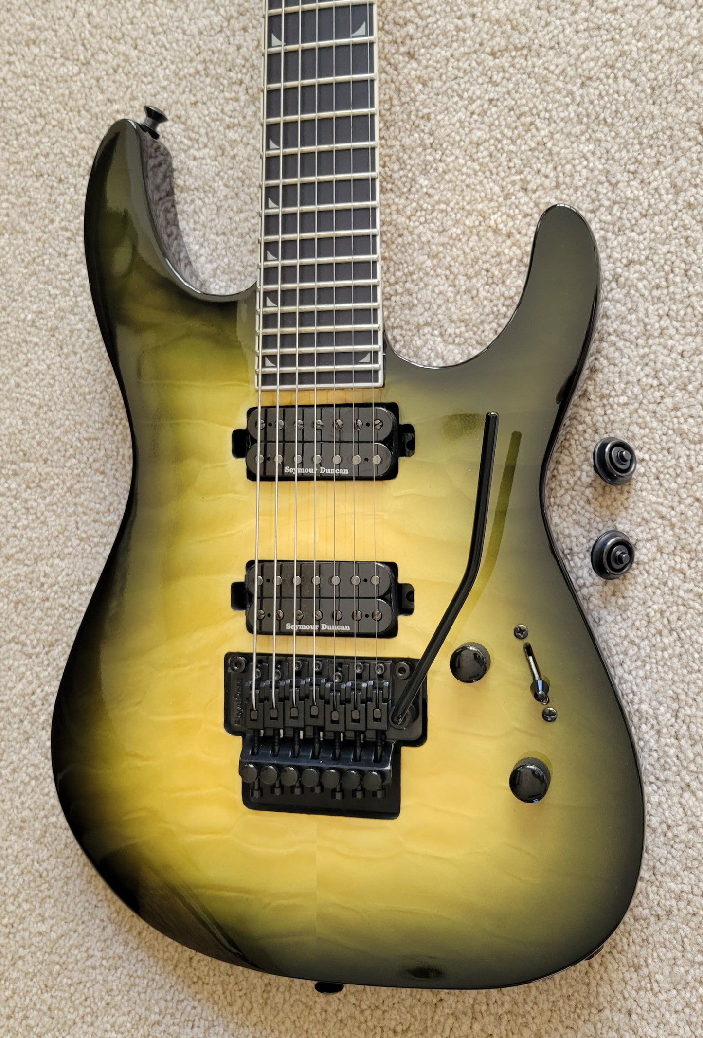 Jackson Pro Series Soloist SL7Q 7-String Electric Guitar, Alien Burst, New Hard Shell Case