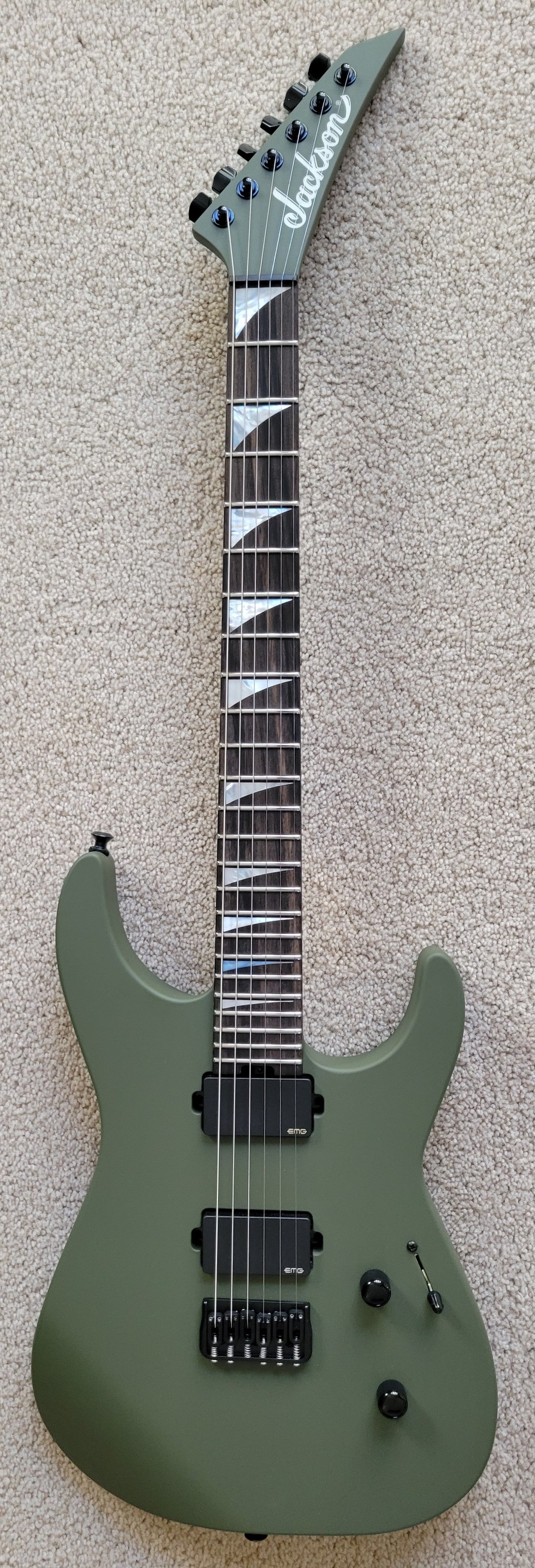 Jackson American Series Soloist SL2MG HT Electric Guitar, Matte Army Drab, Foam Core Case