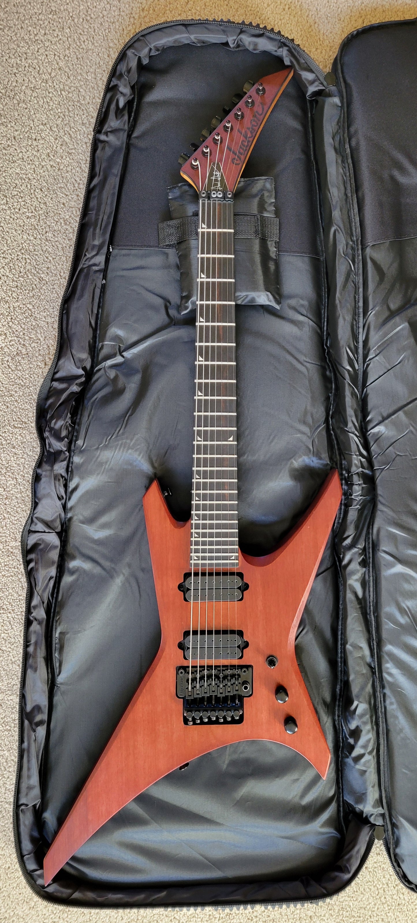 Jackson Pro Series Signature Dave Davidson Warrior WR7 MAH Electric Guitar, Walnut Stain, New Gig Bag