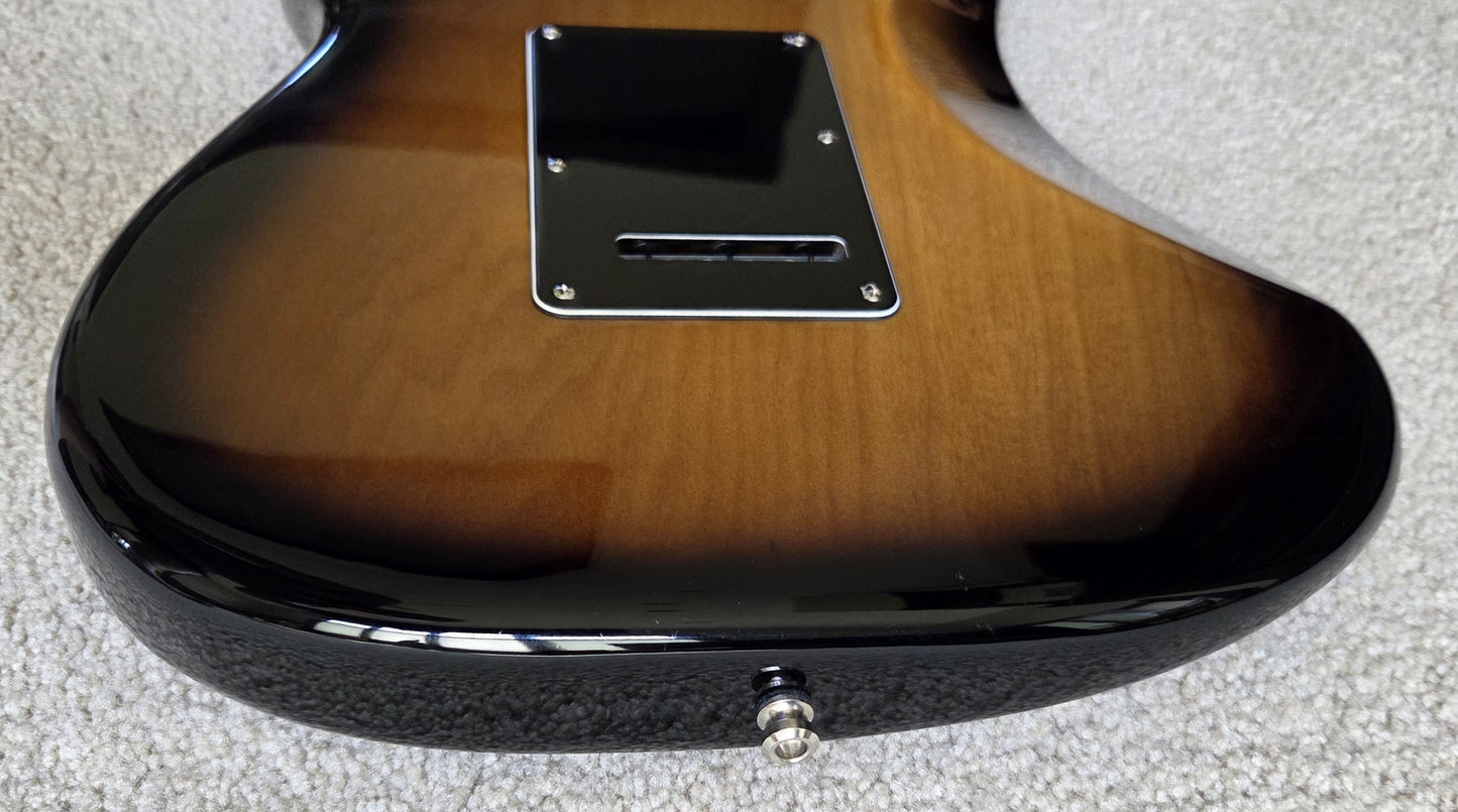 Fender American Ultra Luxe Stratocaster Electric Guitar, 2 Color Sunburst, Premium Molded Hardshell Case