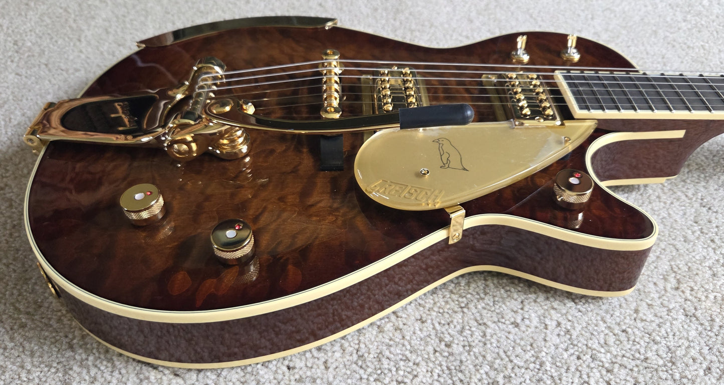 Gretsch G6134TGQM-59 Limited Edition Quilt Classic Penguin Electric Guitar, Forge Glow, Bigsby, Hard Shell Case