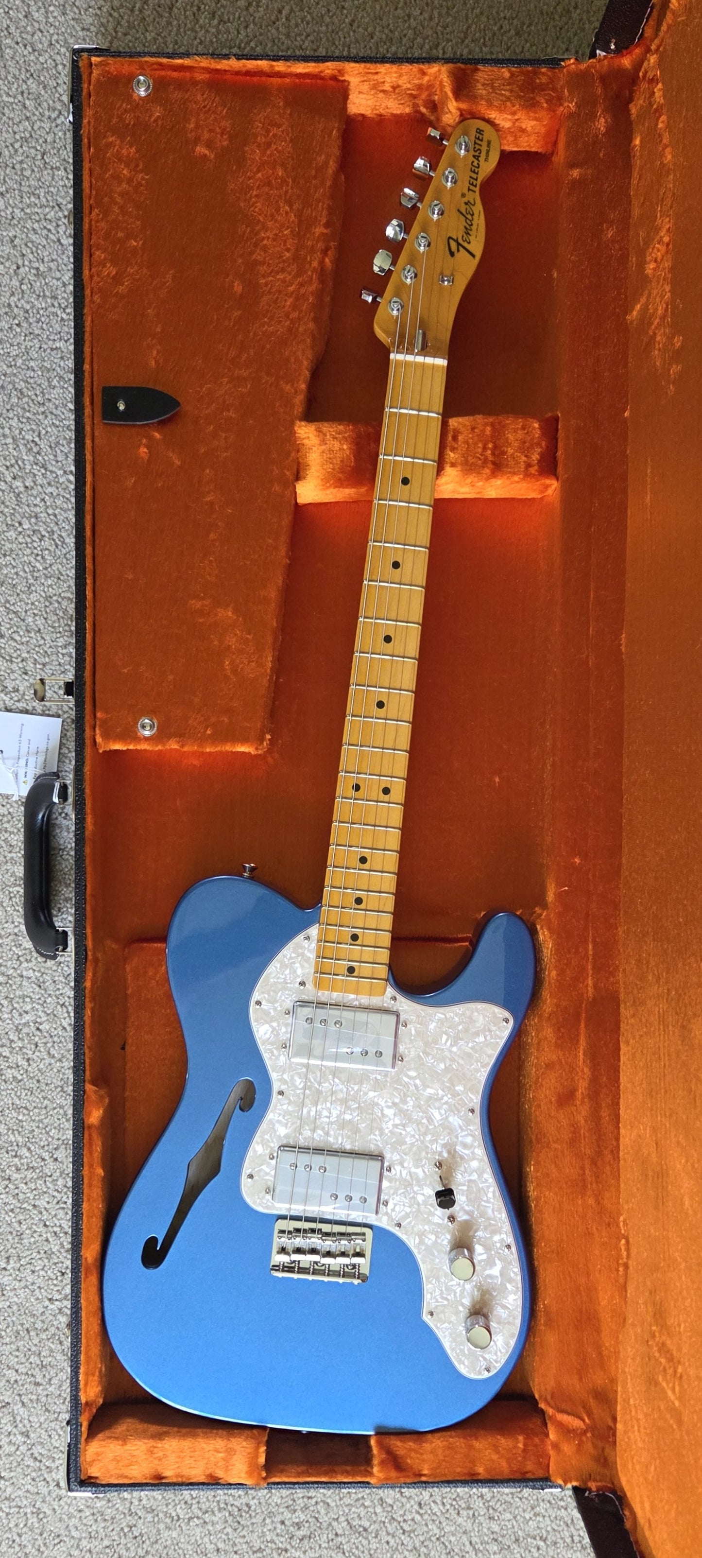 Fender American Vintage II 1972 Telecaster Thinline Electric Guitar, Lake Placid Blue, Hard Shell Case